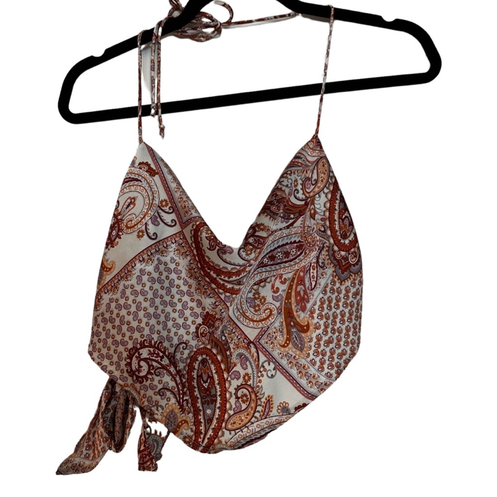 ❌SOLD ON CURTSY❌Cotton Candy LA bandana tie top burnt orange, cream, white